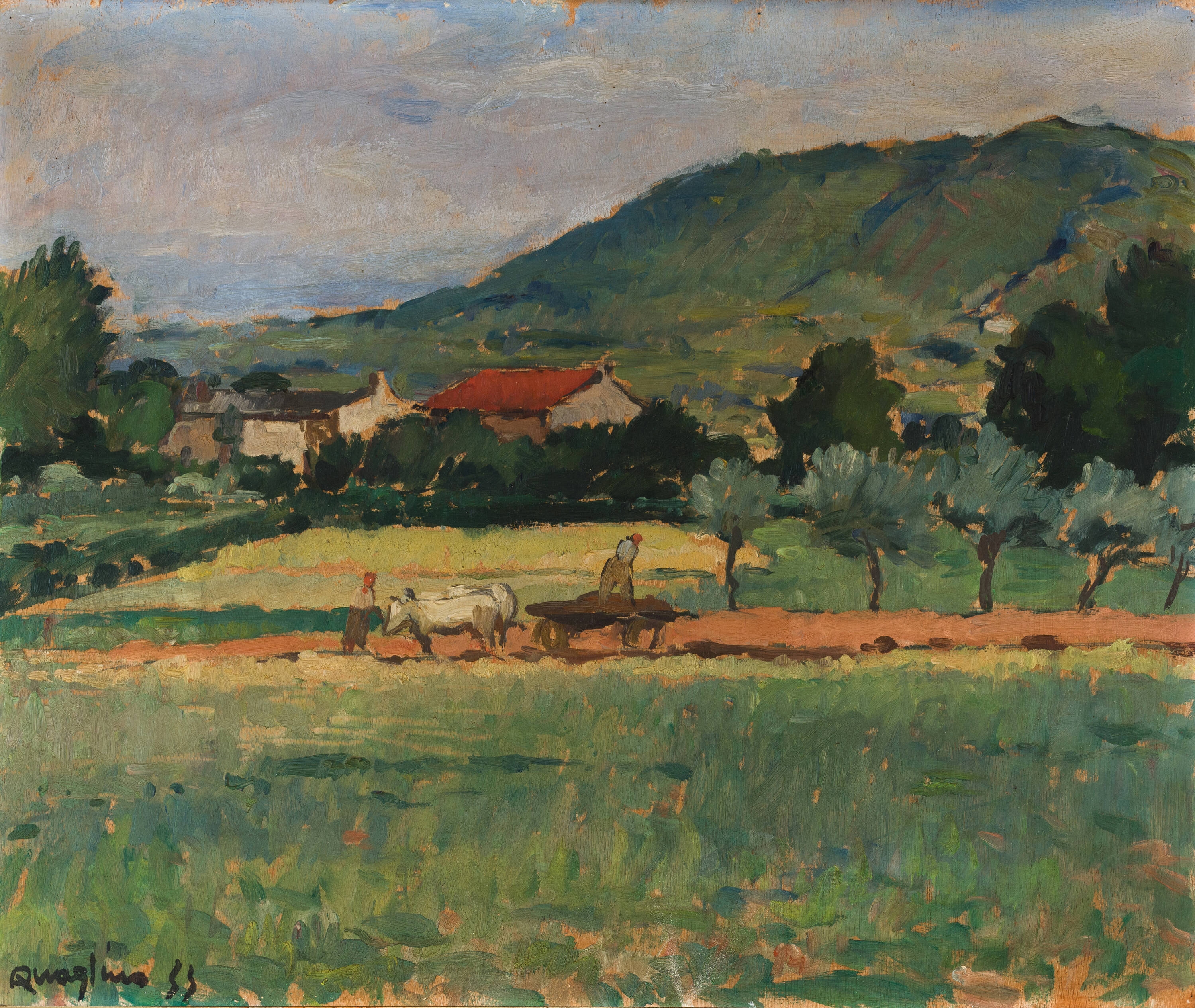 Artwork by Massimo Quaglino, Paesaggio boschivo, Made of oil on board