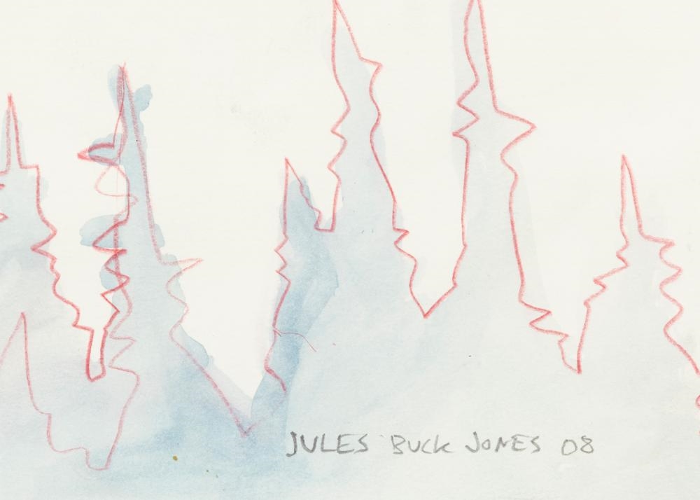 Artwork by Jules Buck Jones, Mountain Crocodile, Made of watercolor and mixed media on paper