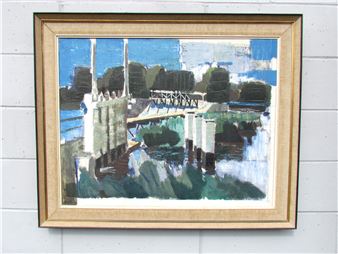 Hambledon Weir I'. Signed bottom right and dated - Carl Cheek