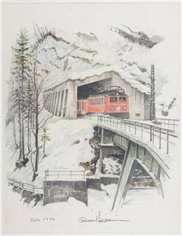 (Wien 1914-2002) Eisenbahn in verschneiter Landschaft - Robert Kasimir