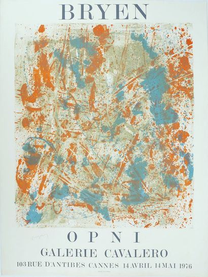 Poster and abstract composition 'Opni' by Camille Bryen, 1976