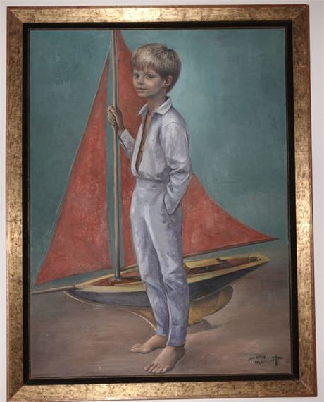 Dessin Original Portrait Homme Expressionniste Par Jean-Denis Maillart (1913-2004), Signé, Années 1950