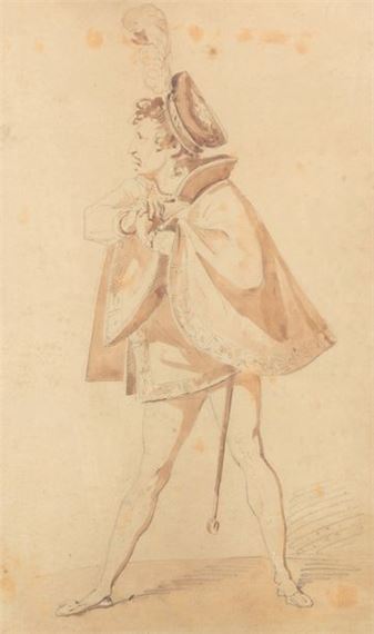 Portrait of Gaveau Black pencil and wash by Horace Vernet