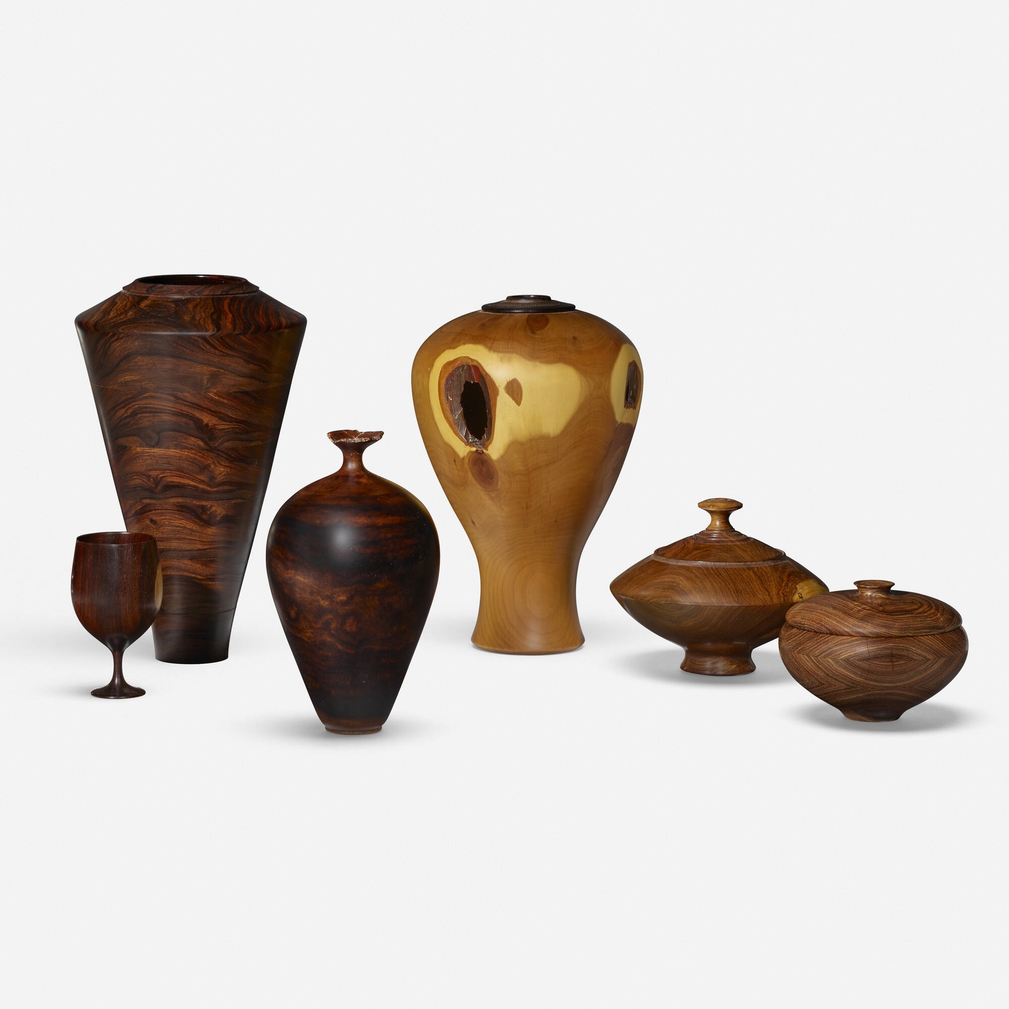 Artwork by Dennis Stewart, Collection of six works, Made of rosewood oil