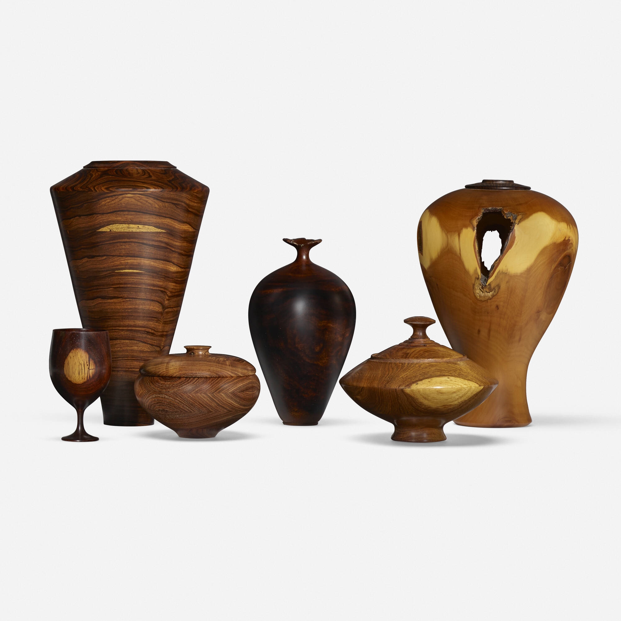 Artwork by Dennis Stewart, Collection of six works, Made of rosewood oil