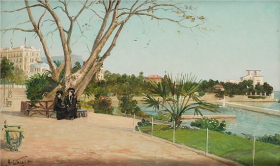 Women on the promenade at Beaulieu sur mer, French Riviera, circa by Auguste Chaix, circa 1914