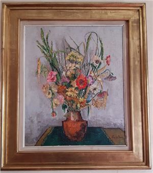 Bouquet de fleurs sur un entablement - Lucie Chaise