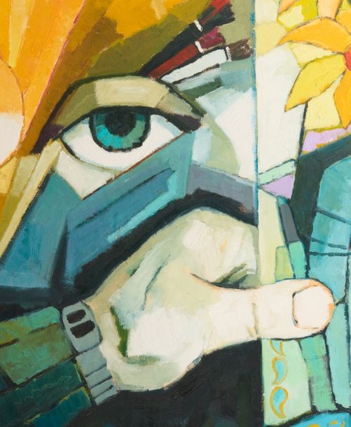 Artwork by Nassereddin Ghazizadeh, The Eye, Made of Oil on paper pasted on cardboard panel