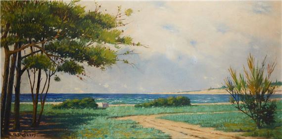 Gustave Deflin | Seaside with pine trees | MutualArt