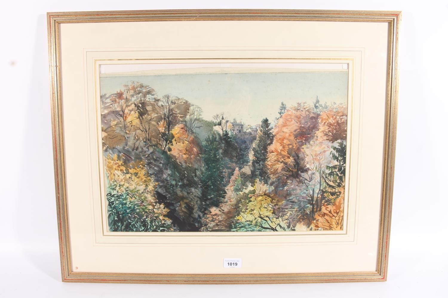 Artwork by James McIntosh Patrick‏, Airlie Castle Angus 1946, Made of Watercolour