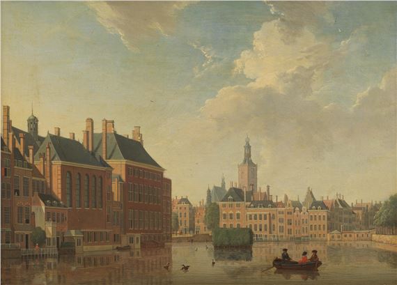 The Vyver, The Hague, with the Binnenhof to the left and the Groote Kerk in the distance by Jan ten Compe