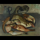 Artwork by Olga van Iterson-knoepfle, Stilleven met vissen, Made of oil on canvas