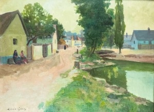 Artwork by Géza Zorad, Falusi utcarészlet patakkal, Made of oil on canvas
