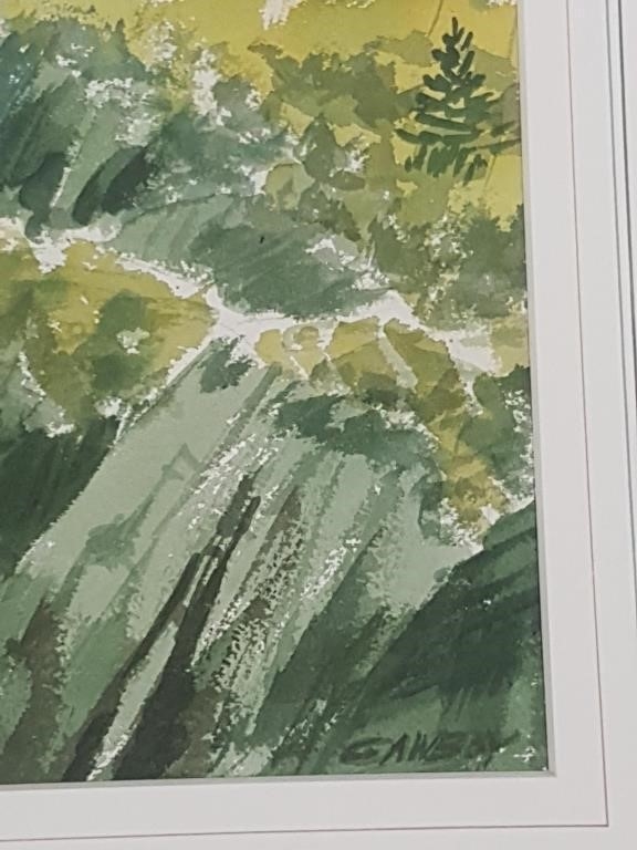 Artwork by Carl Gawboy, Signed Gawboy (Carl) watercolor- lake with canoes, Made of watercolor