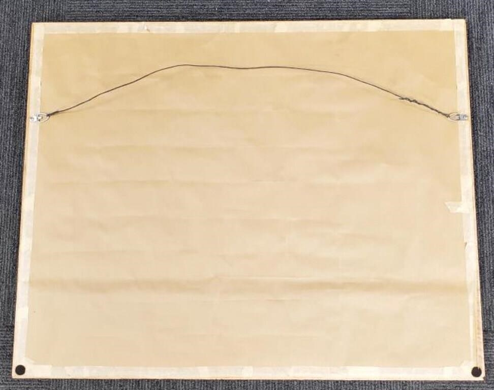 Artwork by Tom Hook, Signed Tom Hook painting building with statue, Made of painting