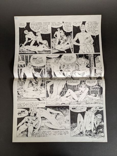Artwork by Robin Ray, Rare set of four  from a story published in the erotic comics magazine, Made of ink and gouache on paper