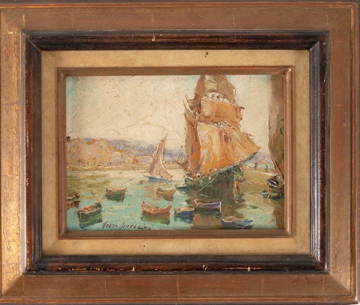 Merio Ameglio | Merio AMEGLIO (1897-1970) Harbour scene Oil on canvas ...