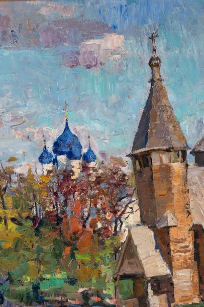 Artwork by Serguei Mikhailovitch Skoubko, Serguei MIKHAILOVICH SKOUBKO (1922), Modern Russian school Autumn in Souzdal, 1970 Oil on panel signed lower left. Signed, titled and dated on the back. Framed. 50 x 70cm, Made of Oil on panel