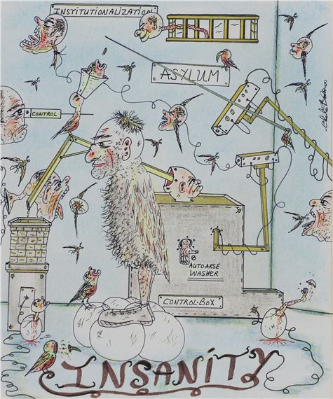 A Day in the Life - depicting various images of insanity and an auto-arse washer machine a poem verso for sharon by Charles Bronson, 2000