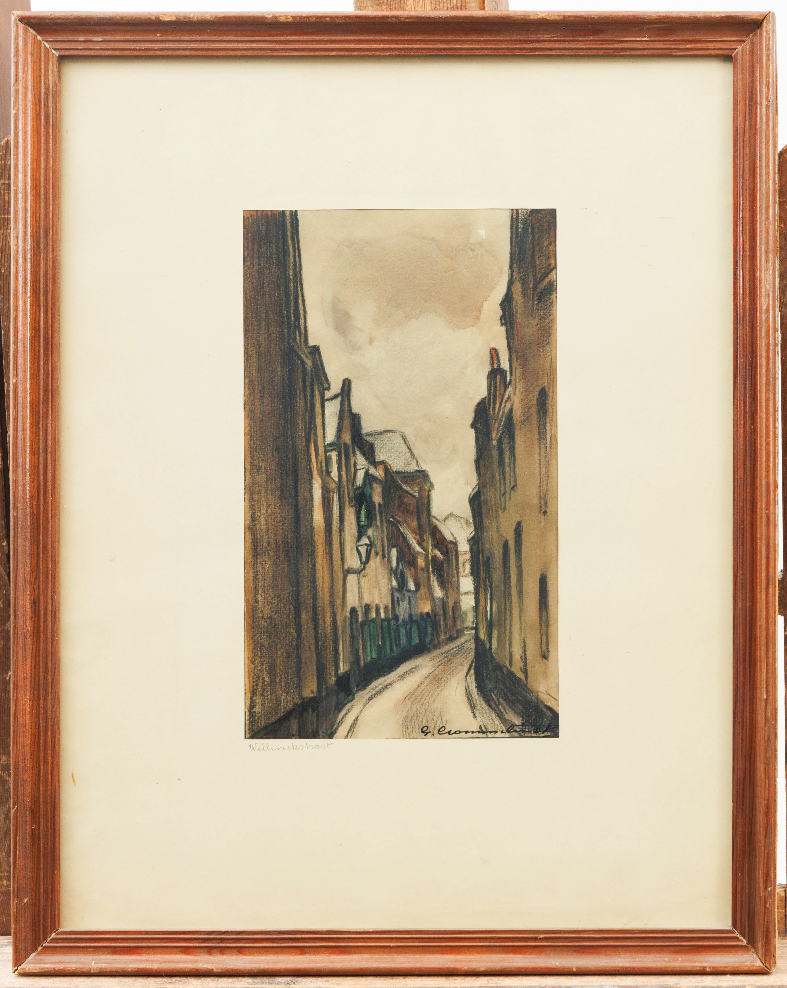 Artwork by Gustaaf Crommelynck, Wellinckstraat, Made of Charcoal, watercolor