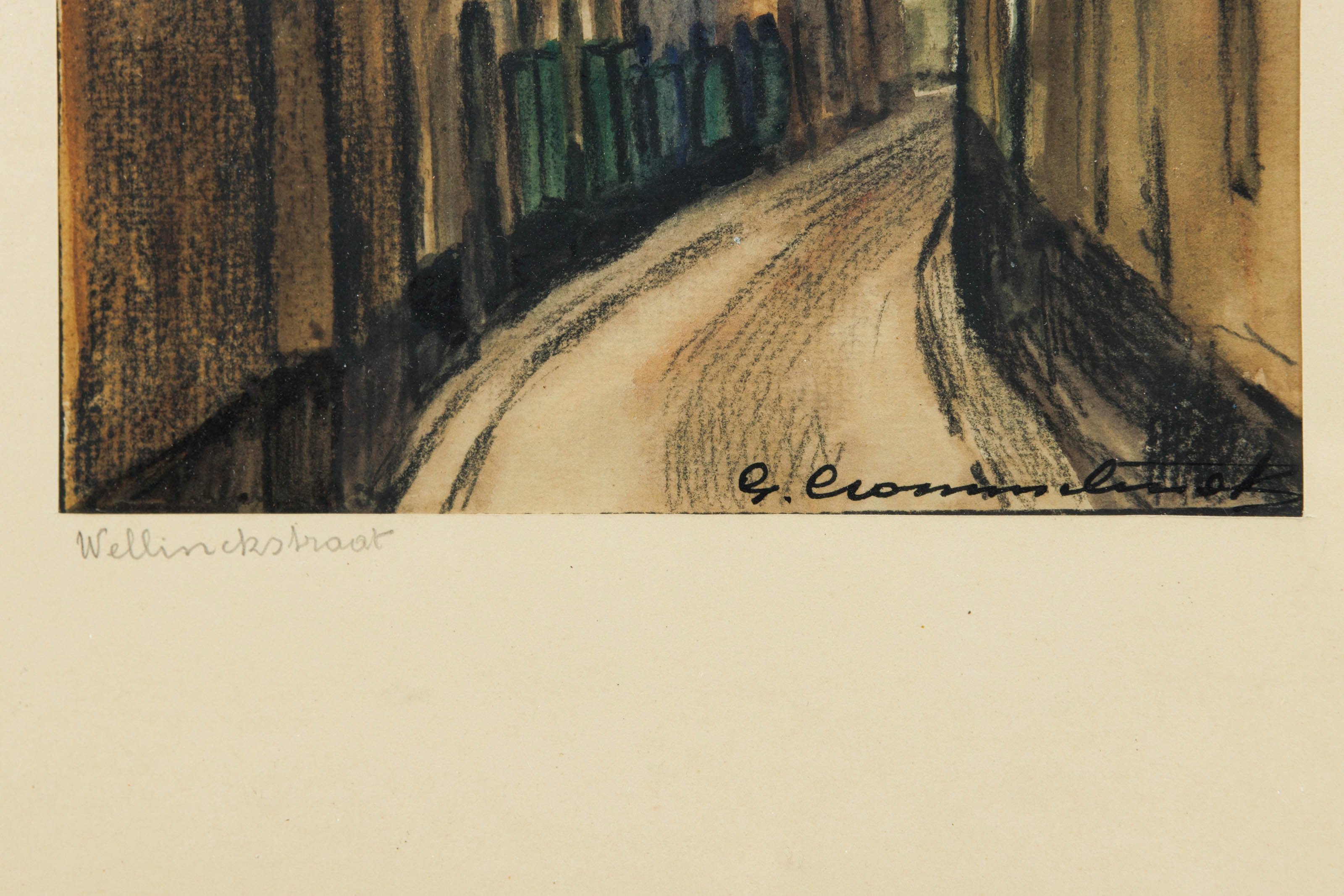 Artwork by Gustaaf Crommelynck, Wellinckstraat, Made of Charcoal, watercolor
