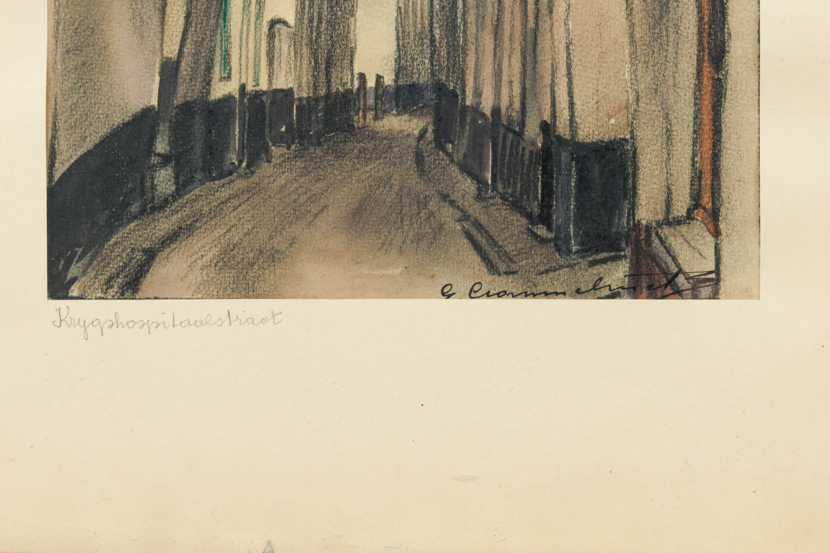 Artwork by Gustaaf Crommelynck, Wellinckstraat, Made of Charcoal, watercolor