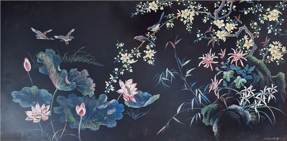 Thanh QUANG (20th century) Lotus flowers,... - Lot 384 - Pichon & Noudel-Deniau (Azur Enchères) - Thanh Quang
