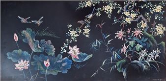 Thanh QUANG (20th century) Lotus flowers,... - Lot 384 - Pichon & Noudel-Deniau (Azur Enchères) - Thanh Quang