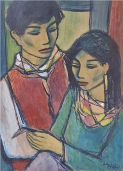 JO PIEPER (1893-1971) Young couple GOUACHE... - Lot 521 - Pichon & Noudel-Deniau (Azur Enchères) - Josef Pieper