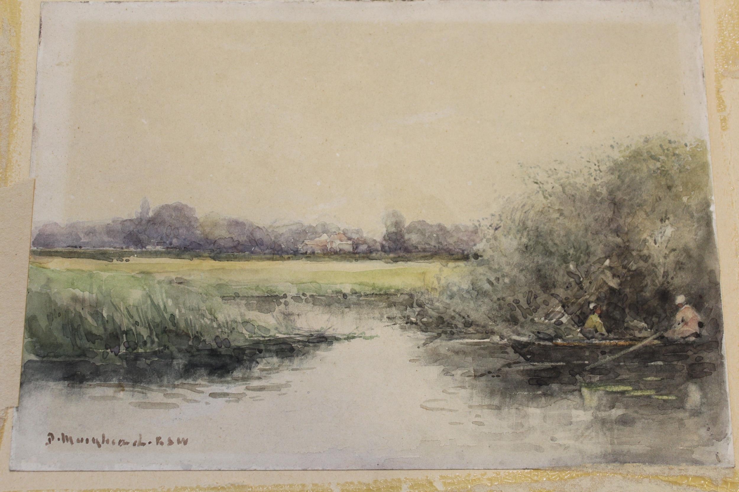 David Muirhead | river scene with figures in an open boat | MutualArt