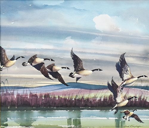 Artwork by Charles Klingerman, Evening Honkers, Made of Original watercolor painting on paper
