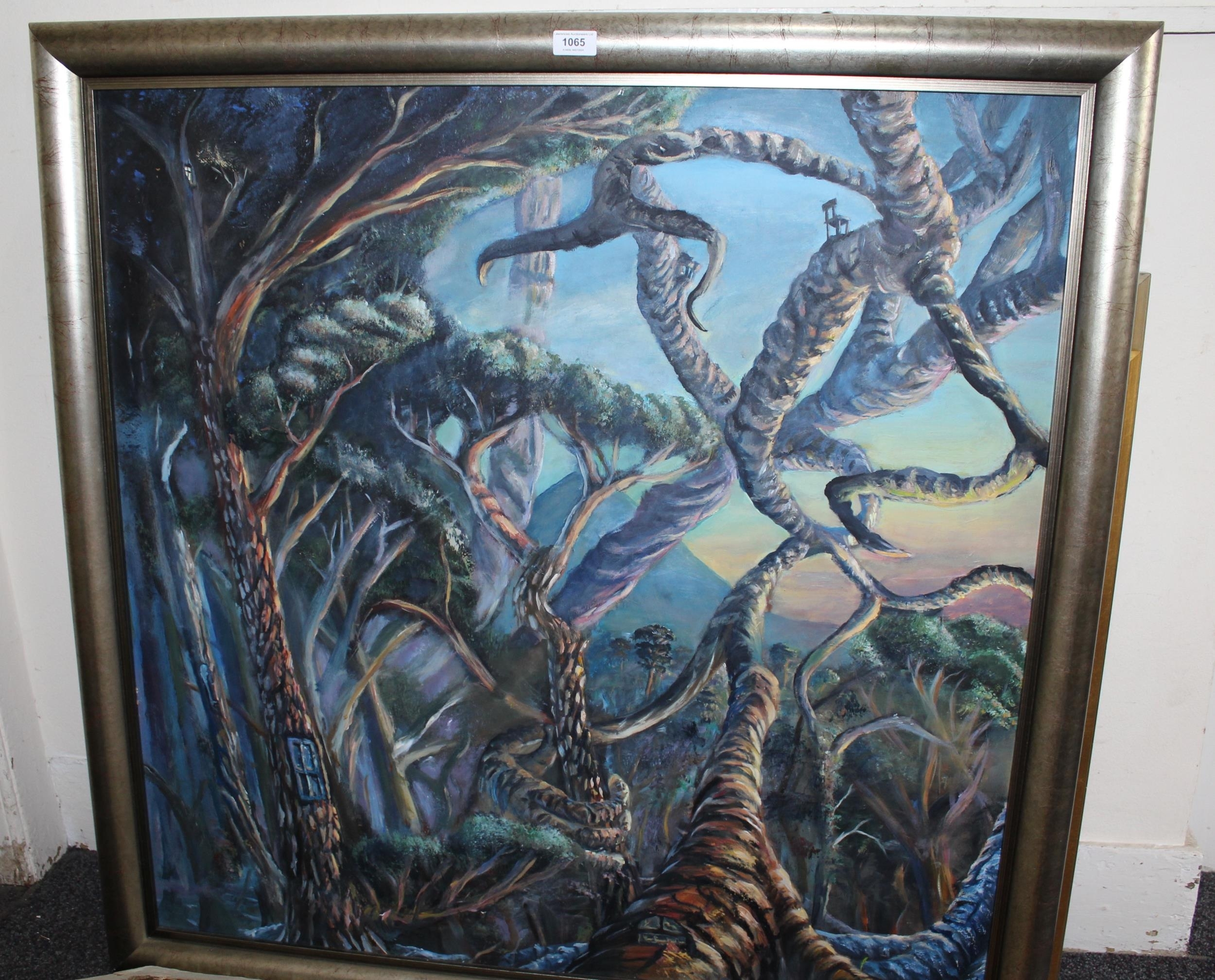 Artwork by Dylan Hodd, Surrealist landscape, Made of oil on board