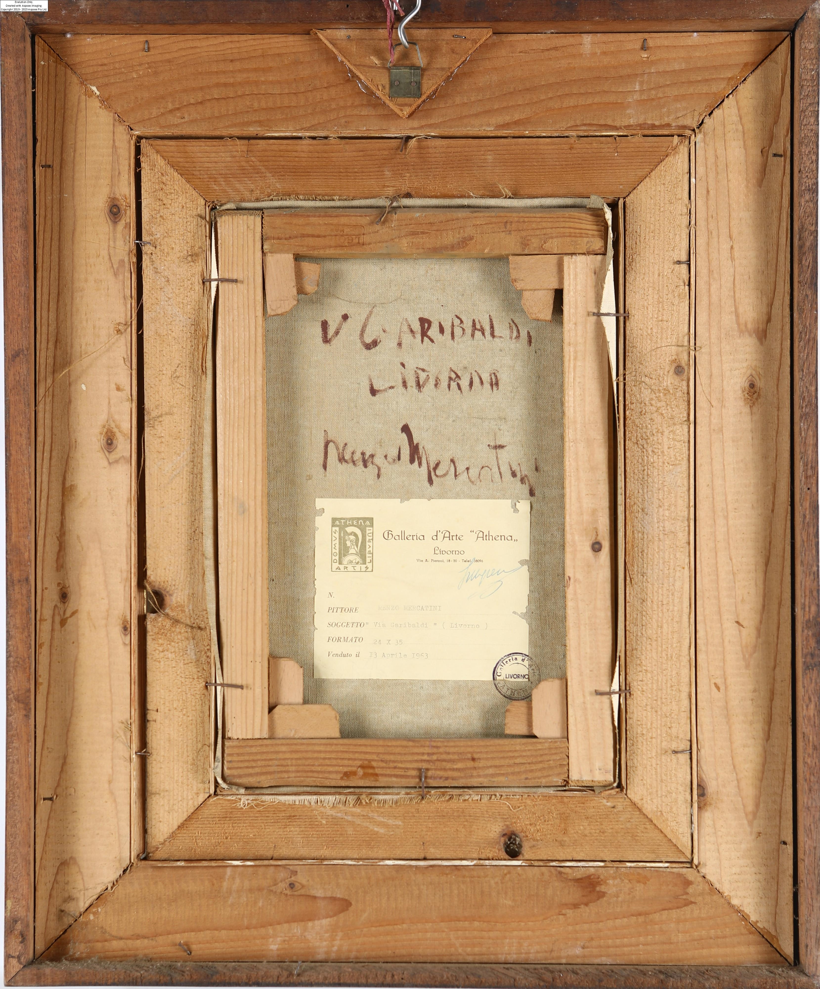 Artwork by Renzo Mercatini, Via Garibaldi (Livorno, Made of oil on canvas