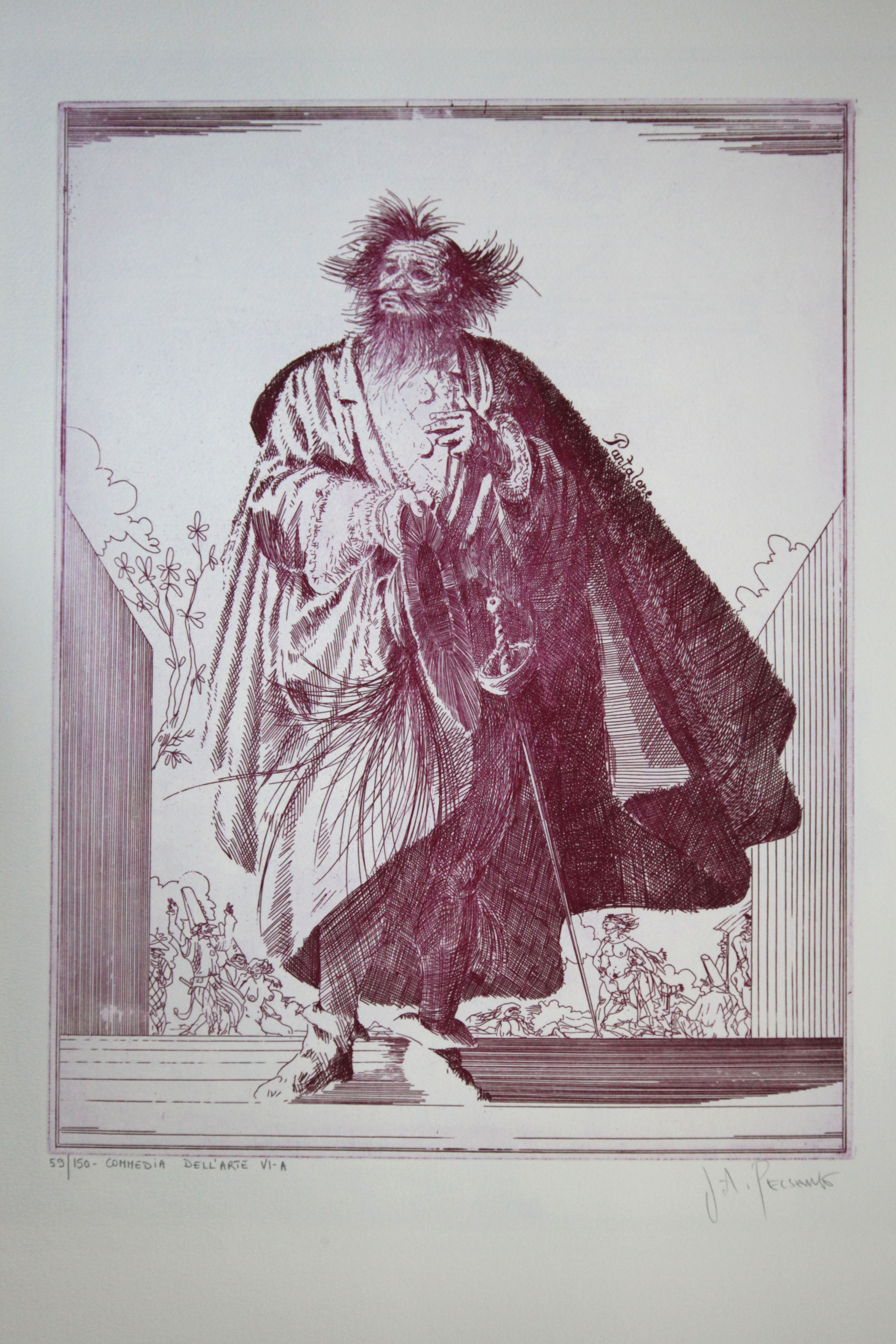 Artwork by Joseph Pescenke, Commedia Dell 'Arte I-B, Made of etchings