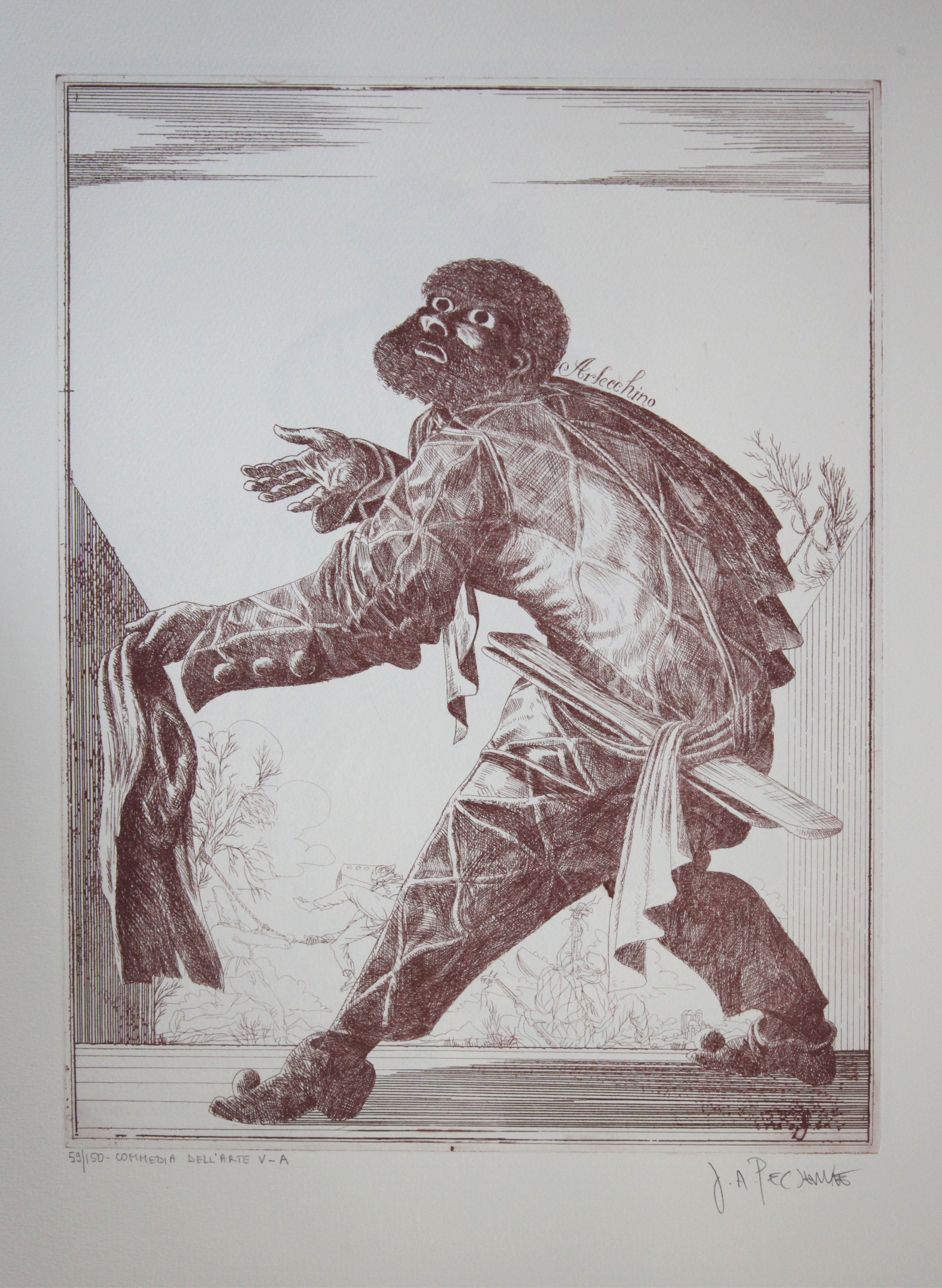 Artwork by Joseph Pescenke, Commedia Dell 'Arte I-B, Made of etchings