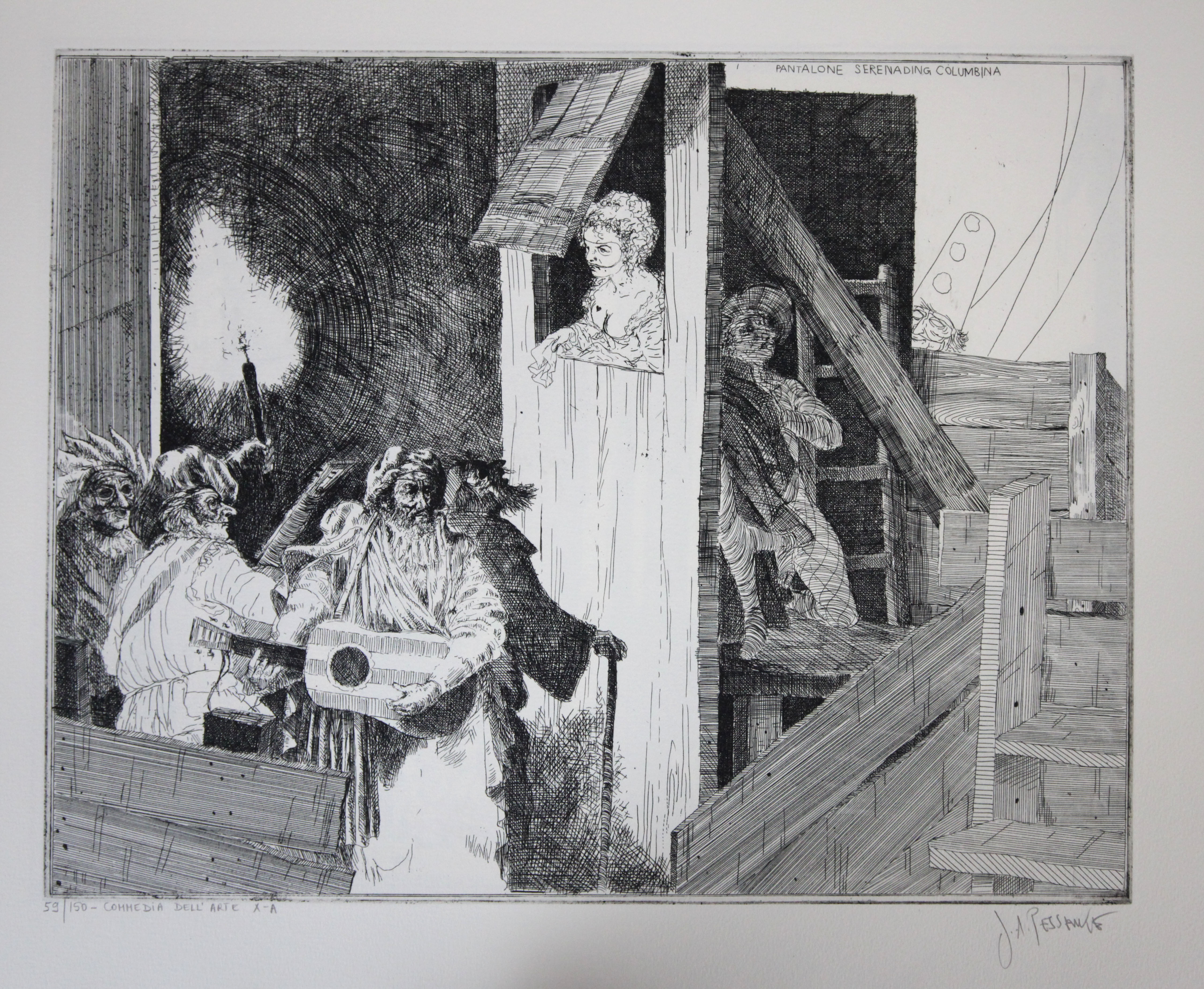 Artwork by Joseph Pescenke, Commedia Dell 'Arte I-B, Made of etchings