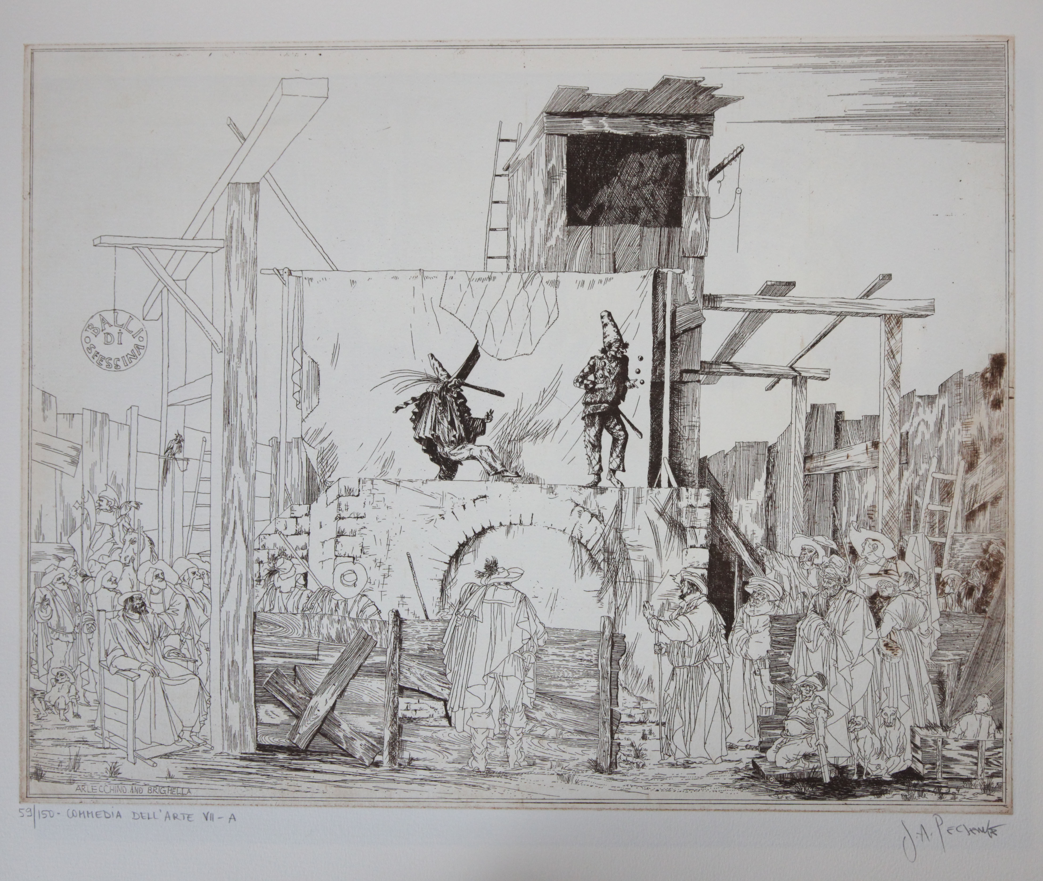 Artwork by Joseph Pescenke, Commedia Dell 'Arte I-B, Made of etchings