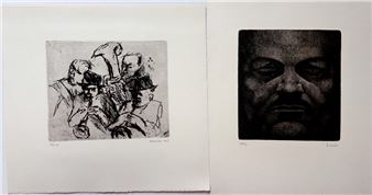 &quot;Bildnis Alfred Hrdlicka&quot; und &quot;Die Muse im Hintergrund/Die Musikanten&quot; - Florentina Pakosta