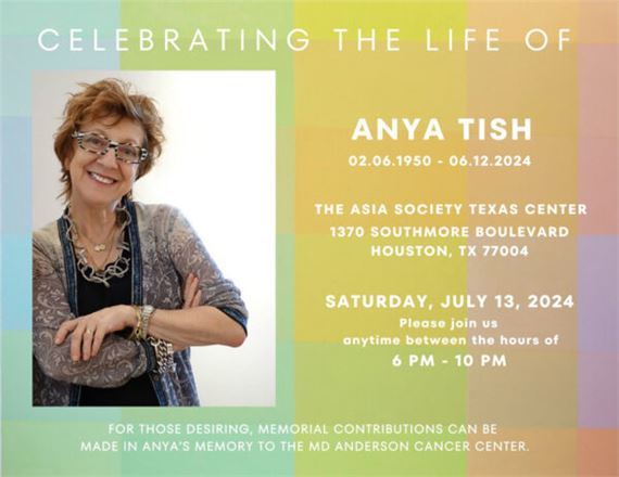 Celebration Memorial for Anya Tish Scheduled for July 13 in Houston