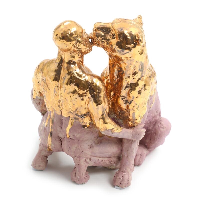 Lars Calmar | Lioness and naked man | MutualArt