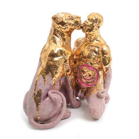 Lars Calmar | Lioness and naked man | MutualArt