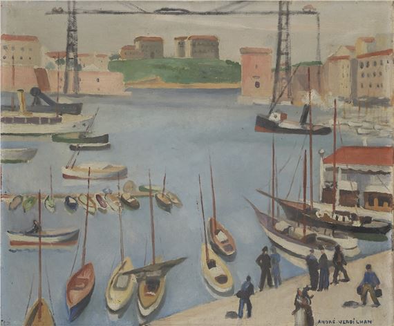 Vue de port by Andre Verdilhan