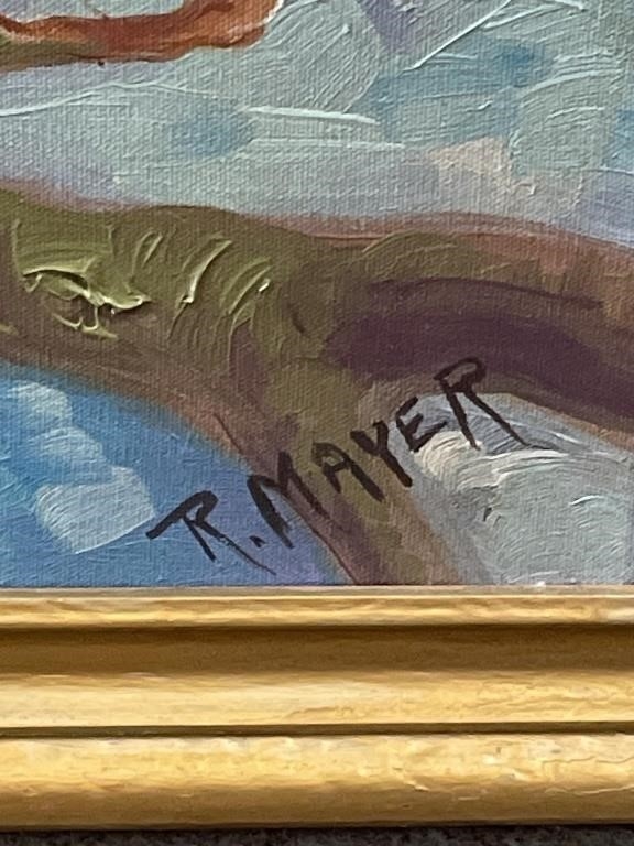 Artwork by R. Mayer, RK) R.Mayer Oil Painting on Canvas 23 3/4” x 28, Made of Oil Painting on Canvas