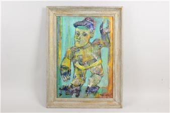 Myril Adler Expressionist Painting "Marionette - Myril Adler