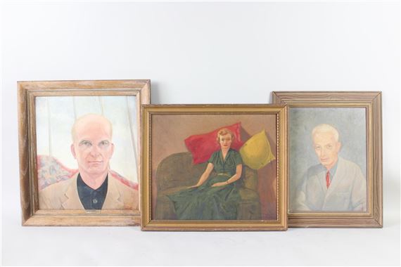 Lot of 3 Framed & Signed Mid-Century Portrait Paintings by Constance & Lorentz Kleiser by Lorentz Kleiser, 1955