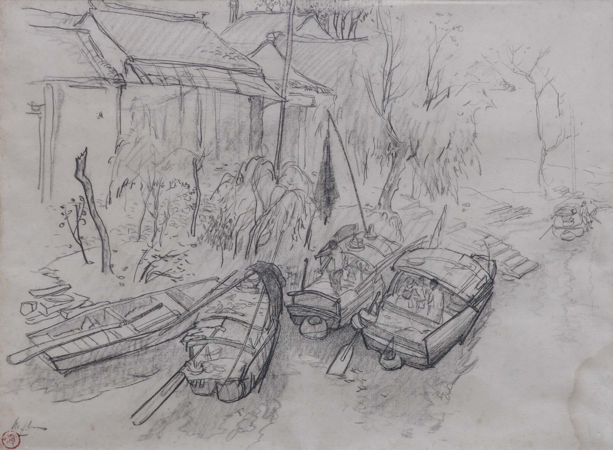 Artwork by Lee Man Fong, LEE MAN FONG | Boats (Perahu, Made of Pencil on paper