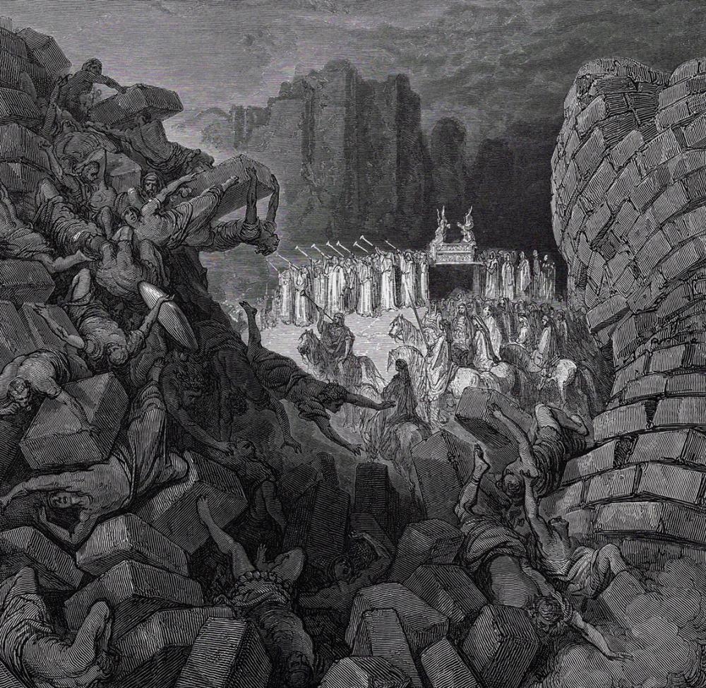 Gustave Doré | The Walls of Jericho Falling Down (from Dore's Bible ...