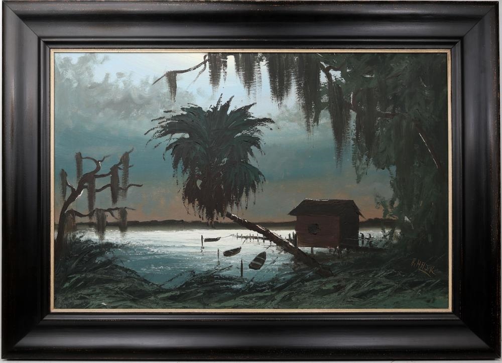 Artwork by Alfred Hair, ALFRED HAIR FLORIDA HIGHWAYMEN SUMMERLIN DOCK, Made of Oil on Orange Peel Upson