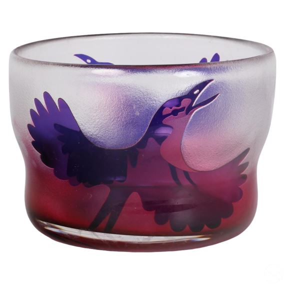 Paul Hoff | Paul Hoff for Kosta Boda Cameo Glass Bird Bowl | MutualArt