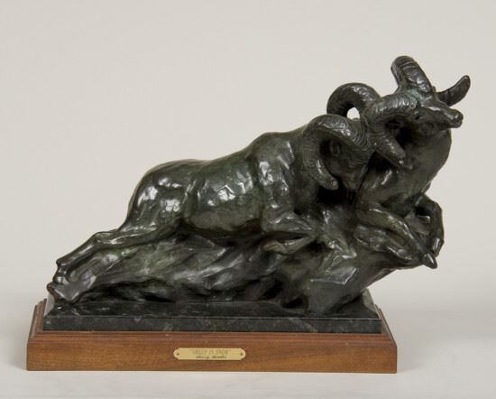 Sheep in Snow by Sherry Sander, Dated 1984